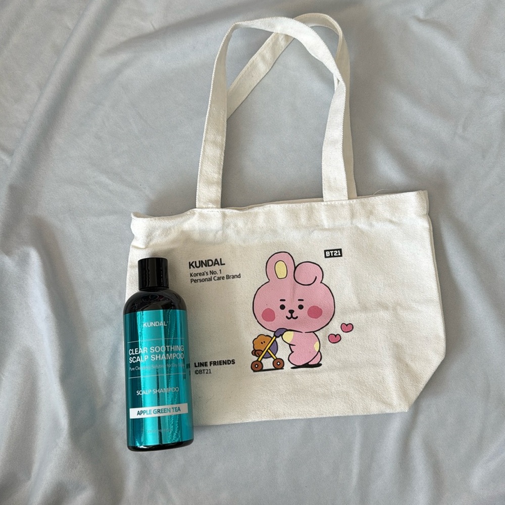 NEW BT21 X KUNDAL Cooky mini tote eco friendly bag with KUNDAL shampoo